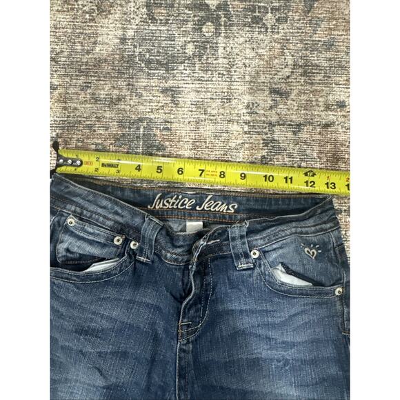 Justice Girls Size 14R Mid Rise Straight Jeans Medium Wash 5 Pockets Free Ship - Picture 11 of 16